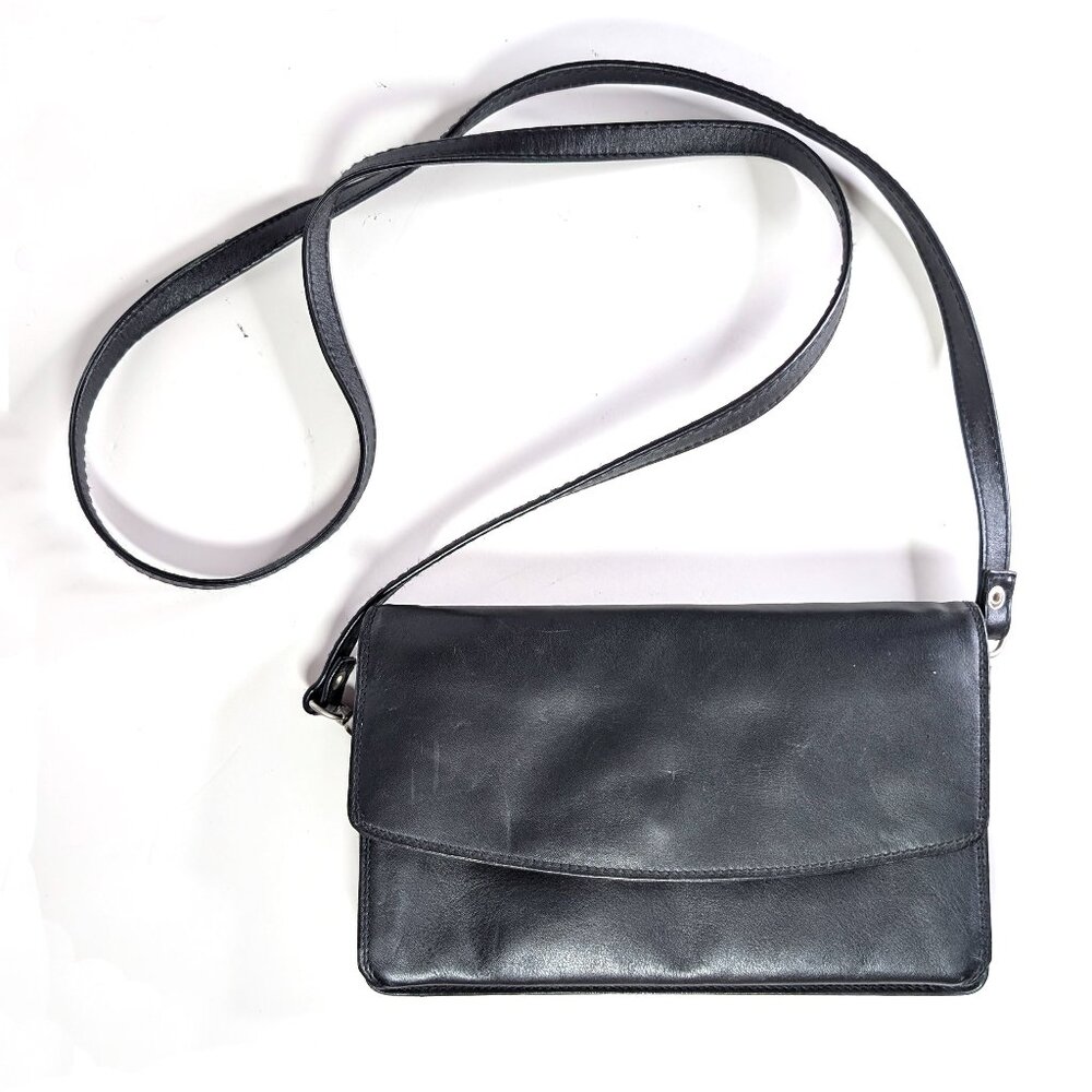 Derek Alexander Black Leather Crossbody Bag Purse